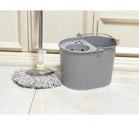 Cubo de fregona de metal de acero galvanizado de 13 litros, grande, industrial, galvanizado, reforzado, resistente, grueso, de acero para limpieza general en casa, oficina (gris)