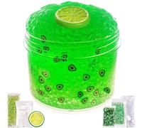 Cubo de gelatina verde lim n prefabricado, slime de cristal brillante y crujiente, incluye 6 juegos de complementos de slime, recuerdos de fiesta