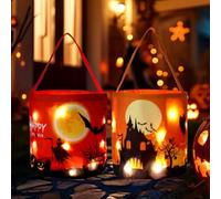 Cubo de Halloween, Bolsa de Dulces de Halloween, Bolsa de Calabaza, Bolsas de Dulces para Niños, Bolsa de Regalo Naranja