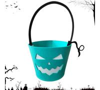 Cubo de Halloween, bolsa de mano iluminada, bolsa de fieltro fluorescente portátil de 9.4 x 6.3 pulgadas, contenedor versátil y brillante, soporte reutilizable para trucos o golosinas para niños