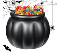 Cubo de Halloween de PVC negro de gran capacidad reutilizable