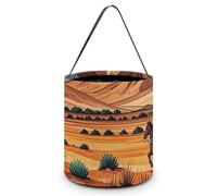 Cubo de Halloween para truco o trato, cesta reutilizable para dulces y golosinas, bolsas de mano con asas para envolver regalos de fiesta, ideal para montar a caballo en el Salvaje Oeste.