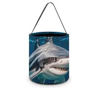 Cubo de Halloween para truco o trato con tiburón martillo que explora el océano, cesta reutilizable para dulces, bolsas de refrigerio con asas para envolver regalos de fiesta.