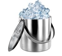 Cubo de hielo aislado: enfriador de vino de acero inoxidable con tapa hermética, enfriador de bebidas 3L para champán, cerveza, bebidas | Soporte de hielo de doble pared para fiestas, restaurantes