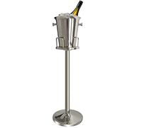 Cubo de hielo con soporte 201 de acero inoxidable con soporte para cubitos de hielo enfriador con asa para vino, champán, cerveza, KTV, clubes, bares, fiestas, 5 L (Color: oro, altura: 90 cm) (90 cm,