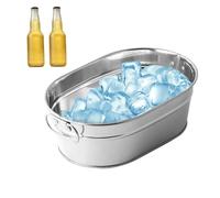 Cubo de hielo de acero inoxidable, bandeja de metal galvanizado, bandeja para bebidas para fiestas, gran bañera, cubo de hielo, cubo de almacenamiento ovalado, cubeta, cubo de pantano, caldera de