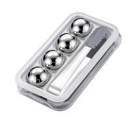 Cubo de hielo de metal reutilizable - 4 piezas Refreezable Whiskey Chilling Stones | No Diluting Wine Beer Soda Cooling Rocks Gift Set with Storage Case & Silicone Tipped Tongs