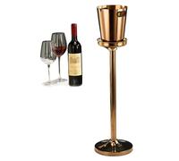 Cubo de hielo de vino con soporte, enfriador de vino de acero inoxidable, enfriador de botellas pulido con asas para bar, karaoke, club, barbacoa, fiesta (oro rosa, estilo 1)