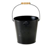 Cubo de hielo de zinc con abridor de botellas integrado, color negro, enfriador de bebidas de metal de 22 cm con mango de madera, cubitera de hielo, enfriador de botellas de vino, cubitera para