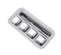 Cubo de hielo reutilizable de acero inoxidable 4/6/8 piezas bandeja de cubo de piedra con pinzas de hielo