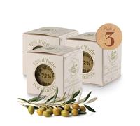 Cubo de jabón de Marsella, con aceite de oliva y de coco, fabricado según receta tradicional, 100% natural, producido en la Provenza, jabón corporal hidratante, 3 x 100 g