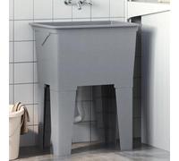 Cubo de Lavandería de Resina, Práctico con Rebosadero, Tabla de Lavar y Jabonera, Fregadero de Cocina, lava loucas cozinha, Lavadero Pila Exterior, kitchen sink, Gris, 59x41x75 cm