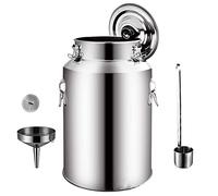 Cubo de leche de acero inoxidable, lata de transporte de líquidos para vino, aceite y té con tapa sellada, mango largo, embudo y filtro para verter fácilmente