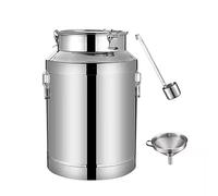 Cubo de Leche y Vino Acero Inoxidable 201, latas, barriles Transporte, Jarra Mano, Botella, Cubo Aceite, Bote té con Tapa sellada Silicona Hebilla Bloqueo for Granja(14L)