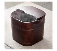 Cubo de madera retro para remojo de pies con tapa, bañera de pedicura gruesa hecha a mano para relajación profunda, lavabo de spa en casa para terapia de pies y masaje (34 x 25 cm)