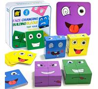 Cubo de madera rompecabezas, cubo mágico que cambia la cara, cubo de cuentos, bloques de construcción Montessori, rompecabezas 3D para cambiar la cara, juego de cubos mágicos para 2, 3, 4, 5, 6