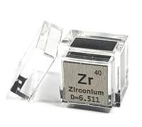 Cubo de metal de circonio de 10 mm Zr hasta un 99.9% puro elemento de tabla periódica grabado colección de densidad científica educación de la ciencia cubo de bloque + caja de acrílico - 1 unidad