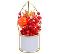 Cubo de metal de la suerte de Año Nuevo chino con acento de frutas, adorno de mesa para festival de primavera, decoración de casa u oficina de vacaciones (A)