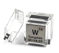 Cubo de metal Wolfram de tungsteno de 0.4 pulgadas y 10 mm W hasta el 99.9% puro elemento de tabla periódica grabado colección de densidad científica educación de la ciencia cubo de bloque + caja de