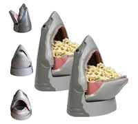 Cubo de palomitas de maíz de tiburón 50 aniversario, soporte para aperitivos en forma de tiburón, cubo de servir reutilizable de grado alimenticio, recipiente para servir (2pcs)