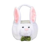 Cubo de Pascua Bunny - Cesta de peluche en forma de conejo con diseño floral | Bolsa de Pascua para regalos de caramelos para la caza de huevos. Lindas decoraciones de Pascua para niños, f