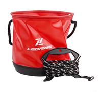 Cubo de pesca de 4 5 litros hecho de EVA, plegable y portátil con cordón, adecuado para pesca y almacenamiento de agua al aire libre (rojo)