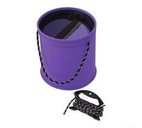 Cubo de pesca plegable 18cm EVA tapa a prueba de fugas (púrpura) | Fondo transparente, escala integrada, ver cebo vivo, medir agua, naranja verde morado
