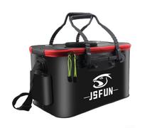 Cubo de pesca, plegable, cubo multifuncional para cebo de peces vivos, bolsa de pesca EVA para acampar al aire libre y cubo de protección de peces, negro (50 cm)