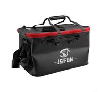 Cubo de pesca plegable de 40 cm, caja de pescado vivo de EVA resistente, cubo plegable con correa para el hombro para acampar al aire libre y pesca en el mar, negro (30 cm)