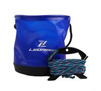 Cubo de pesca plegable de EVA de 4 5 L, contenedor de agua conveniente para cebo vivo y uso al aire libre con correas ajustables (azul)
