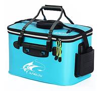 Cubo de Pesca Plegable Portátil, Contenedor de Cebo Vivo Multifuncional, Bolsa de EVA para Acampar al Aire Libre y Protección de Peces (Azul, 30L)