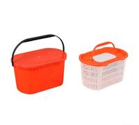 Cubo de pescado vivo con orificio para bomba de oxígeno, tanque de pesca portátil de doble capa para almacenamiento de carpas y cebos, verde, 35 x 23 cm (rojo)