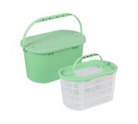 Cubo de pescado vivo con puerto de bomba de oxígeno, tanque de pesca plegable de doble capa para almacenamiento de cebo, 35 cm (verde)