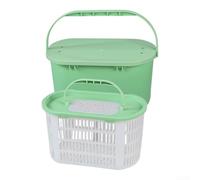 Cubo de pescado vivo de doble capa con agujero de bomba de oxígeno, cubo de pesca portátil, contenedor de almacenamiento de cebo de gran capacidad, uso de tapa reforzada (verde)