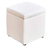 Cubo de piel sintética para almacenamiento, banco de puf, caja de juguetes con bisagra superior, caja organizadora de 30 x 30 x 35 cm