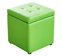 Cubo de piel sintética para almacenamiento, banco de puf, caja de juguetes con bisagra superior, caja organizadora de 30 x 30 x 35 cm