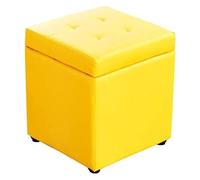 Cubo de piel sintética para almacenamiento, banco de puf, caja de juguetes con bisagra superior, caja organizadora de 30 x 30 x 35 cm