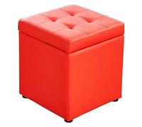 Cubo de piel sintética para almacenamiento, banco de puf, caja de juguetes con bisagra superior, caja organizadora de 30 x 30 x 35 cm