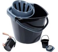 Cubo de plástico con escurridor, 10 L, color negro