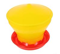 Cubo de plástico para comedero de aves de corral diseñado para alimentación de doble propósito y dispensación de agua en cooperadores de patio trasero y entornos de granja a pequeña escala (amarillo)