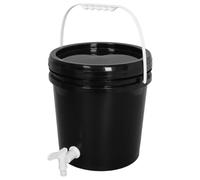 Cubo de Plástico Redondo con Grifo, 2,64 Galones, negro | Tapa Hermética de Cierre Rápido, Pared Gruesa, Interior Liso, para Agua Limpia y Riego