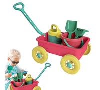 Cubo de playa y pala, juego de arena, juego de arena de 8 piezas de aprendizaje temprano con carrito - Juego interactivo al aire libre para Seaside Beach fuera del camping