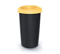 Cubo de reciclaje 25L KEDEN en plástico con práctica tapa abierta color amarillo.