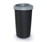 Cubo de reciclaje 25L KEDEN en plástico con práctica tapa abierta color gris.