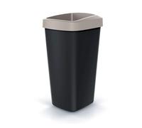 KEDEN Cubo de reciclaje 25L plástico con práctica tapa abierta color marrón.
