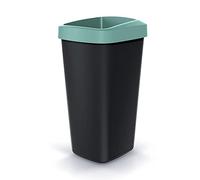 Cubo de reciclaje 25L KEDEN en plástico con práctica tapa abierta color verde.