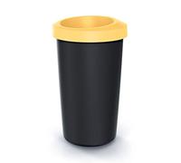 Cubo de reciclaje 45L KEDEN en plástico con práctica tapa abierta color amarillo.