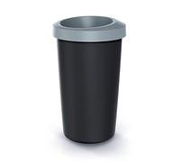Cubo de reciclaje 45L KEDEN en plástico con práctica tapa abierta color gris.