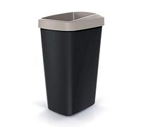 Cubo de reciclaje 45L KEDEN en plástico con práctica tapa abierta color marrón.