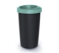 Cubo de reciclaje 45L KEDEN en plástico con práctica tapa abierta color verde.